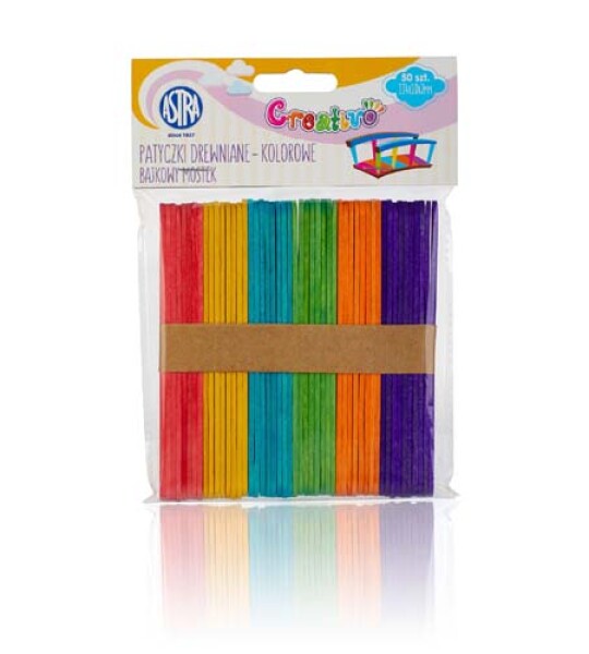 CRAFT WOODEN STICKS 50PCS ASSTD COLOURS