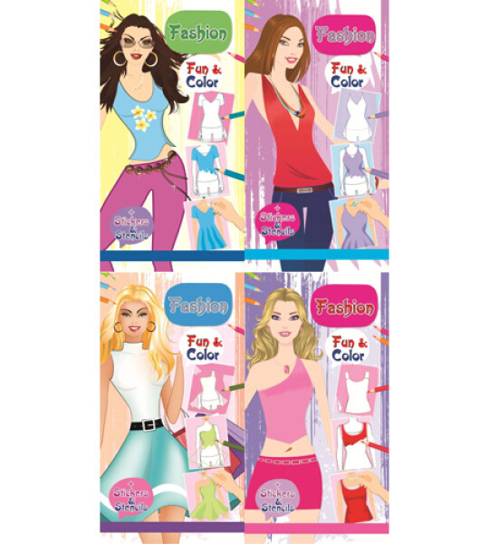 colour & sticker spiral 48 pgs - fashion