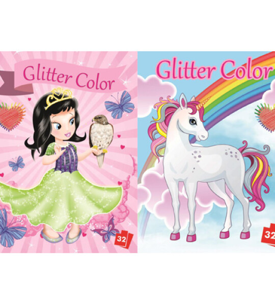 glitter colouring book 32 pgs - girls