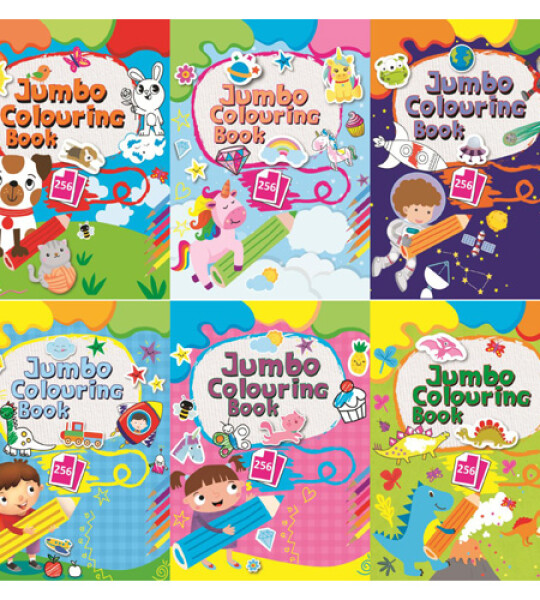jumbo colouring book 256 pgs - 6 asstd