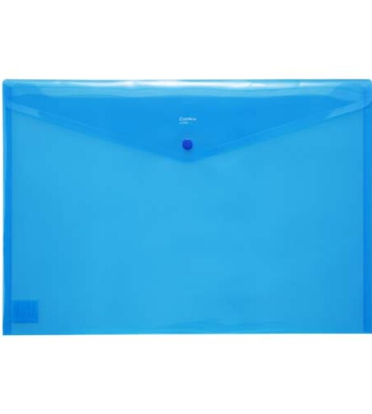 BUTTON ENVELOPE A3 TRSP PLASTIC - BLUE