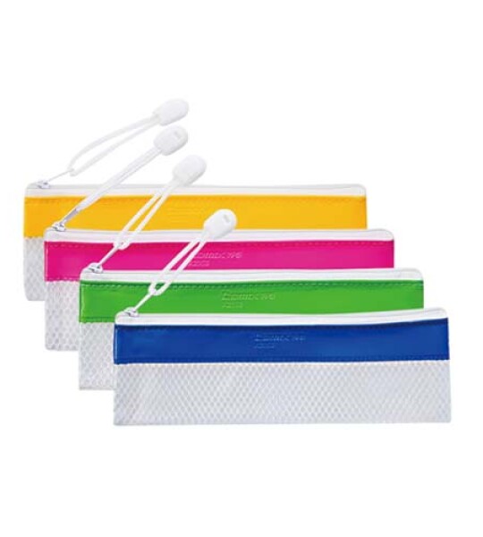 PEN ZIPPER BAG 4 COLOURS ASTD 215X73MM
