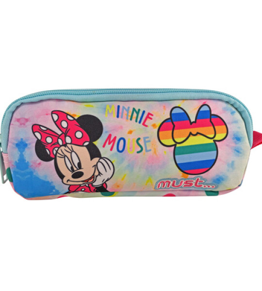 MINNIE PENCIL CASE 2ZIPPERS I LOVE RAINB