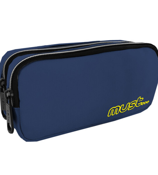 MUST PENCIL CASE MONOCHROME 2ZIPPERS NAV