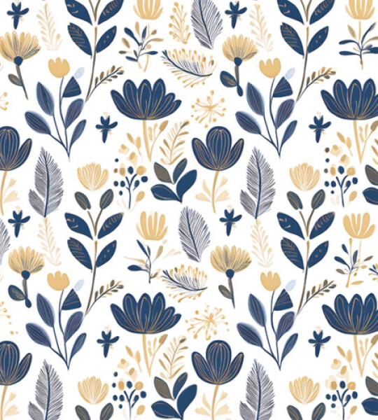 napkins paper - blue & gold flowers