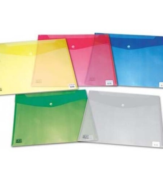 button envelope a5 trsp plastic - asstd
