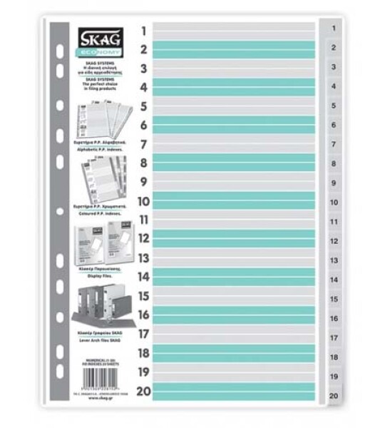 index dividers pp eco number 1-20