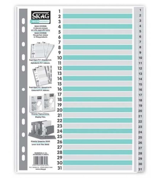 index dividers pp eco number 1-31