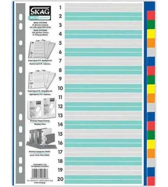 index dividers pp eco a4-20clrs