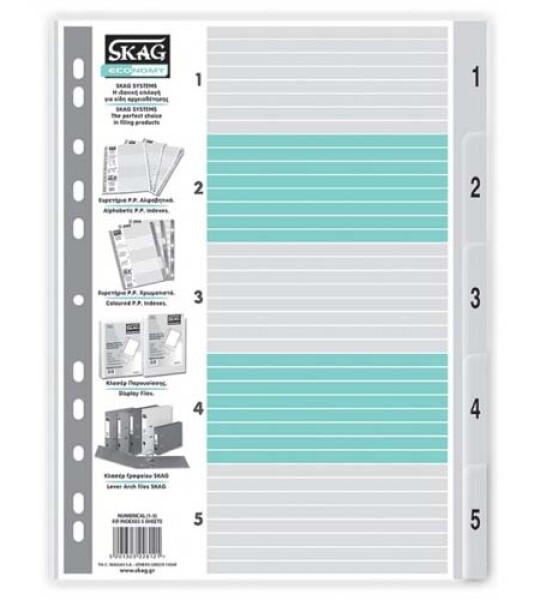 index dividers pp numerical 1-5 a4 (2176