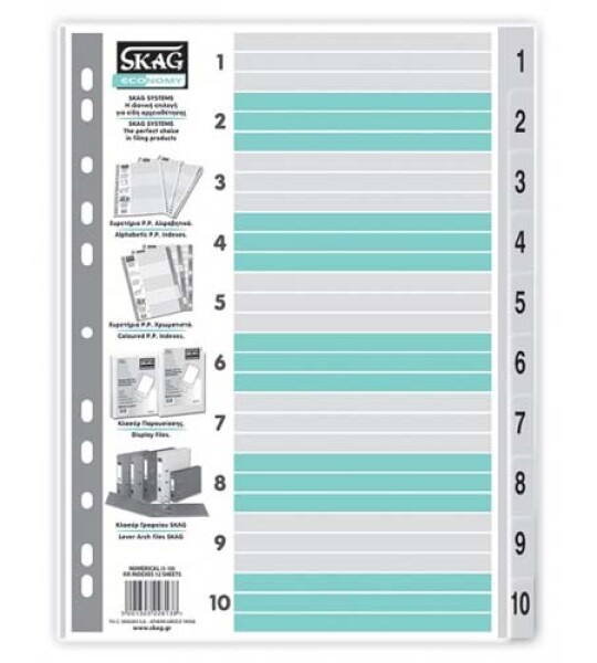 index dividers pp numerical 1-10 eco