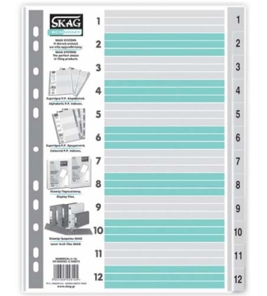 index dividers pp numerical 1-12 eco