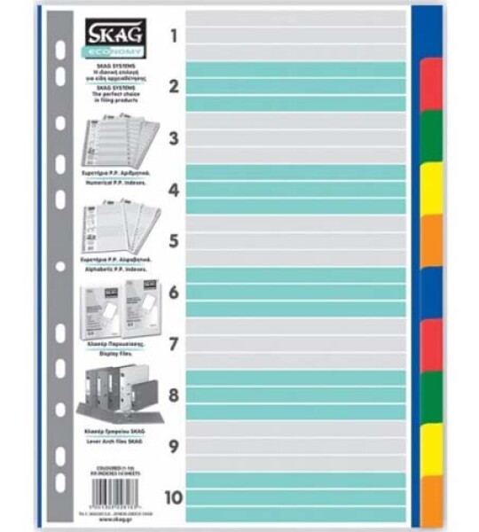 index dividers pp eco a4-10clrs
