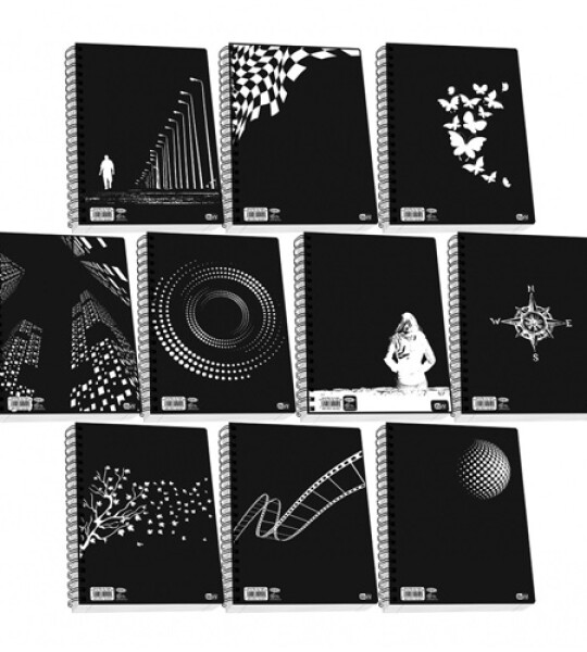 notebook spiral a4 - 2 subject black&whi