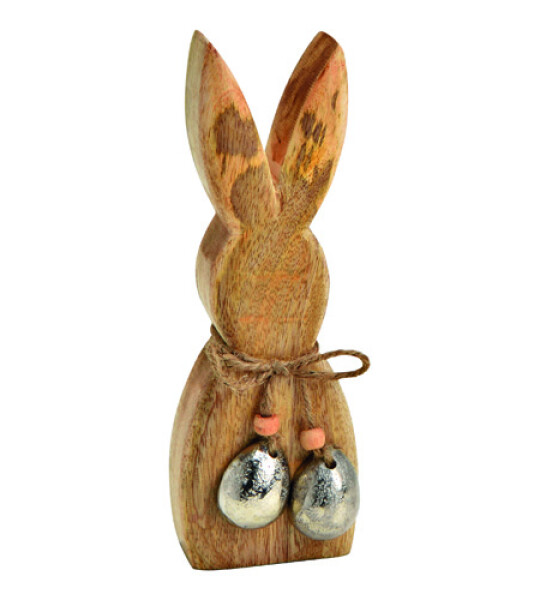 BUNNY WOOD WITH METAL HEARTS 20CM